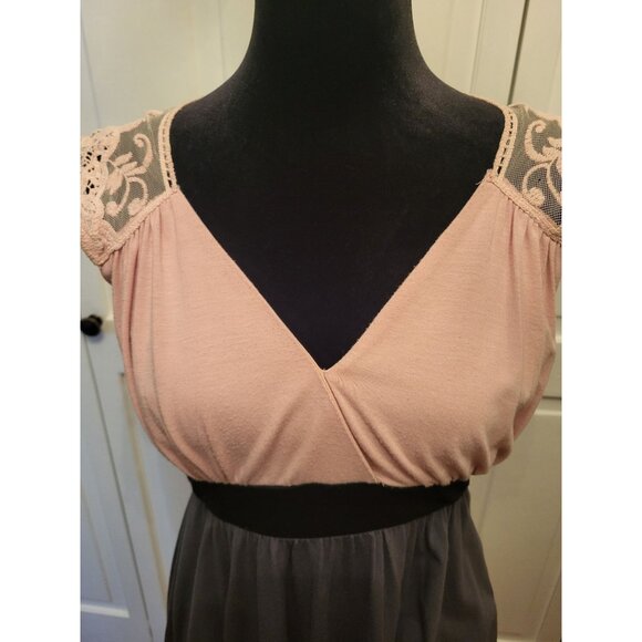Speechless Pink Gray Faux Wrap Lace Babydoll Mini Dress S Coquette Boho 2010 - Picture 3 of 10